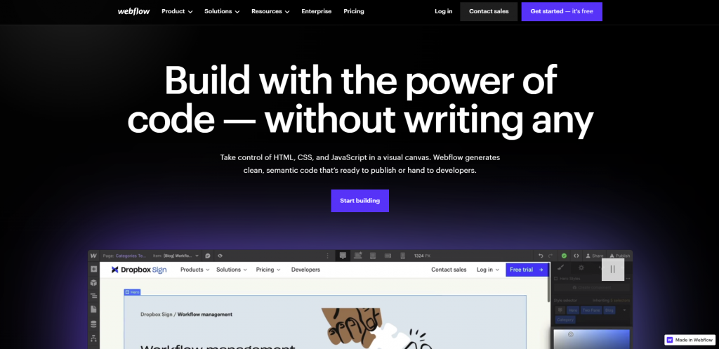 Webflow homepage