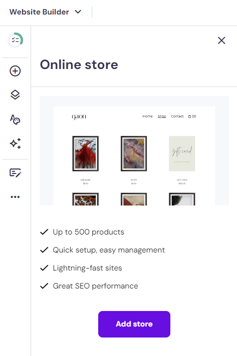 Hostinger bouwer webshop